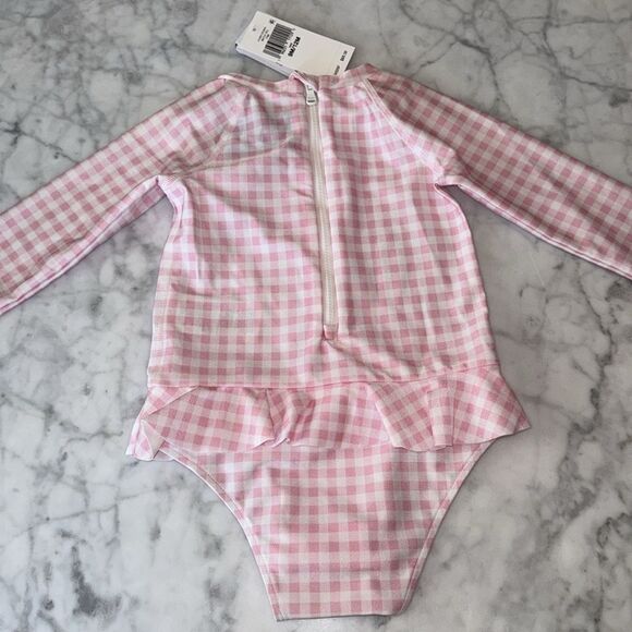 NWT Ralph Lauren Pink Gingham Ruffled One-Piece Rash Guard - Picture 7 of 7